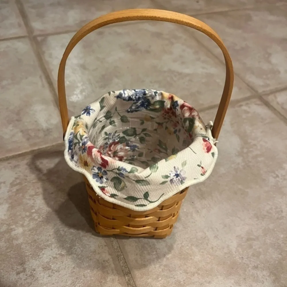 Longaberger small Floral Fabric Lined Wicker Basket